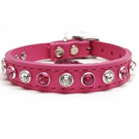 Pink Leather Designer Small Dog Cat Collar