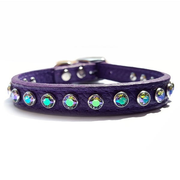 Purple Leather Designer Dog Cat Collar | Paradise Shine