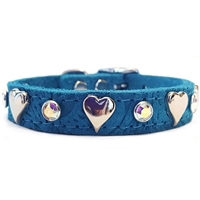 Turquoise Leather Dog Cat Collars | Bling Dog Collars
