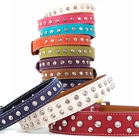 Italian Leather Designer Dog Collars with Crystals