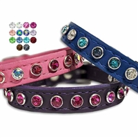 Custom Leather Dog Cat Collars with Crystal Bling