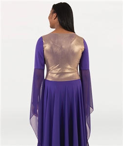 Body Wrappers Adults Solid Dress w/ Gold Bodice Overlay