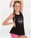 Body Wrappers Move with Your Feet; Dance with Your Heart Screenprinted Loose-fit Top