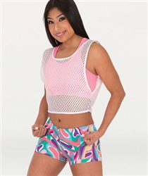 Body Wrappers Adult Elliptical Mesh Crop Pullover