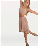 Body Wrappers Nude Chiffon Hi-Lo Pull-On Skirt