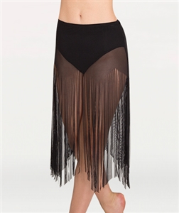 Body Wrappers Tween Power Mesh Fringe Skirt