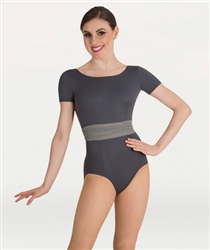 Body Wrappers Short Sleeve Mesh Waist Leotard