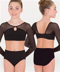 Body Wrappers Mesh Keyhole Pullover