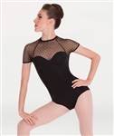 Body Wrappers Diamond Mesh Cap Sleeve Leotard