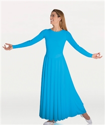 Body Wrappers Praise Dance Loose Fit Long Sleeve Dance Dress, 2X, 3X, 4X, 5X, 6X