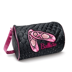 Danshuz Quilted Rhinestone Ballet Slipper Duffle Bag - You Go Girl Dancewear