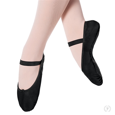 Eurotard Child Tendu Full Sole Leather Ballet Shoes, Black, White - You Go Girl Dancewear!