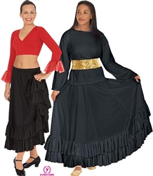 Eurotard Adult Solid Double Ruffle Flamenco Skirt - You Go Girl Dancewear
