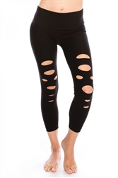 Calf Length Slashed Leggings - You Go Girl Dancewear