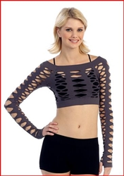 Crop Fishnet Long Sleeve Top