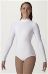 Plus Size Spandex Long Sleeve Adult Turtleneck Leotard in White- You Go Girl Dancewear