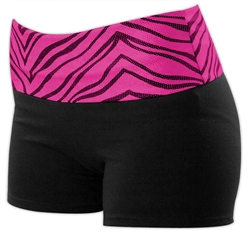 Pizzazz Adult Roll-Down Zebra Glitter Shorts - 2450 - You Go Girl Dancewear