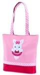 Sassi Designs BNY-01 Ballerina Bunny small tote with grosgrain ribbon trim and embroidered applique