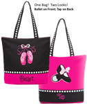 Sassi Designs Ballet & Tap Combo Tote with embroidered "Dance" and Pointe Shoes - You Go Girl Dancewear