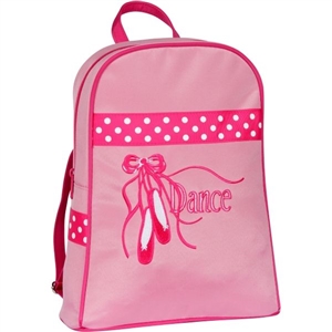 Sassi Designs CPK-03 Sweet Delight BACKPACK  in pink with pointe shoes, ribbons & Dance embroidered