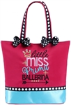 Sassi Designs LMP-01 Little Miss Prima Ballerina small tote; polka dot bows & crystalline accents