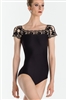 Adult Cap Sleeve Leotard w/ Lace-Like Flocked Tulle