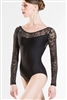 Wear Moi Adult Leotard w/ Flocked Floral Long Sleeves