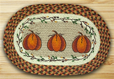 Harvest Pumpkin Braided Jute Oval Placemat