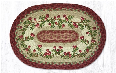 Cranberries Braided Jute Oval Placemat