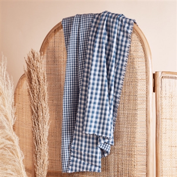 Vishy (Gingham) in River and Off-White - 58" wide