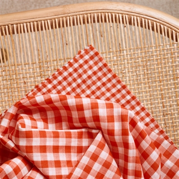 Vishy (Gingham) in Tangerine and Off-White - 58" wide