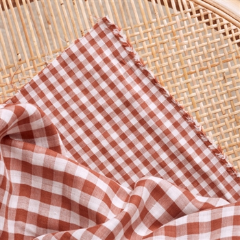 Vishy (Gingham) in Chestnut and Off-White - 58" wide