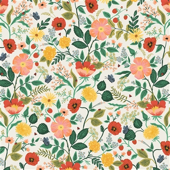 Poppy Fields in Cream Cotton Fabric - 44/45" wide