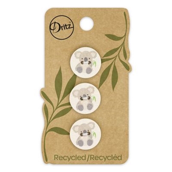 Recycled Cotton Koala 2hole Natural 18mm 3ct
