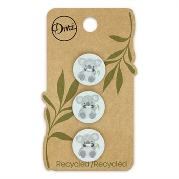 Recycled Cotton Koala 2hole Blue 18mm 3ct