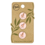 Recycled Cotton Deer 2hole Pink 15mm 3ct