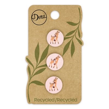 Recycled Cotton Deer 2hole Pink 15mm 3ct