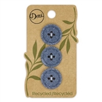 Recycled Cotton - Stitch, 4 hole, Blue, 20 mm, 3ct