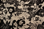 Black & White Floral Silk Charmeuse, 45" wide