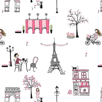 Paris Valentine on White, 44/45" wide