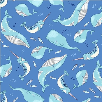 Ocean Life on Blue, 44/45" wide