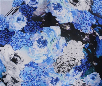 Blue Floral Mikado Print, 58" wide