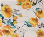 Yellow Roses & Butterflies Linen, 54" wide