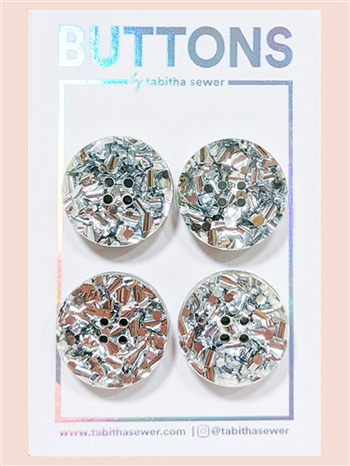 Silver Glitter Confetti Classic Buttons - Med