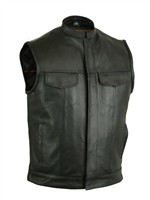 Men's Vest w/ Concealed Snaps, Hidden Zipper, with Collar