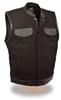 Black Denim Club Style Vest w/ Zipper & Snap