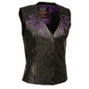 Womenâ€™s Motorcycle Vest w/ Reflective Tribal Design & Piping