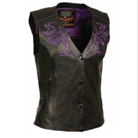 Womenâ€™s Motorcycle Vest w/ Reflective Tribal Design & Piping