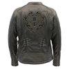 Women's Lightweight Leather Jacket with Lace and Grommet Details
