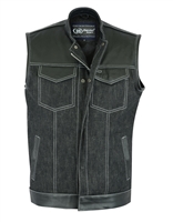 Mens Leather/Denim Vest